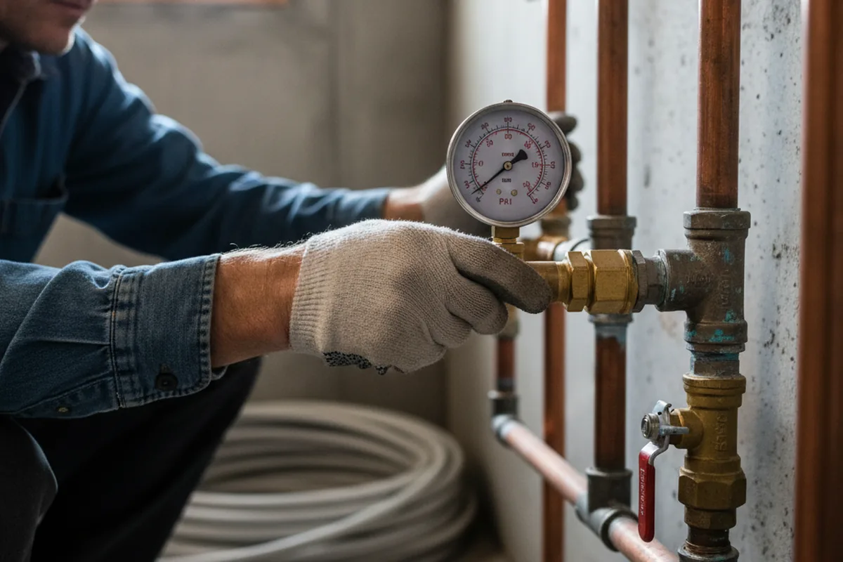 Pressure testing a repaired line during Water Line Repair in Jeromesville